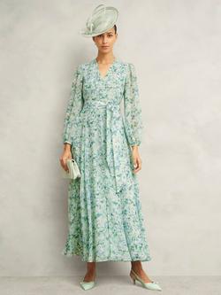 Hobbs Thea Watercolour Maxi Dress, Sage Green, Sage Green