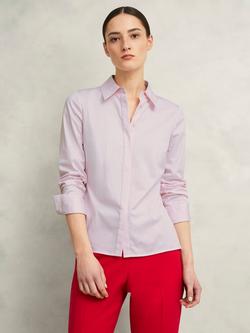 Hobbs Victoria Stripe Slim Fit Shirt, Pink/White, Pink/White
