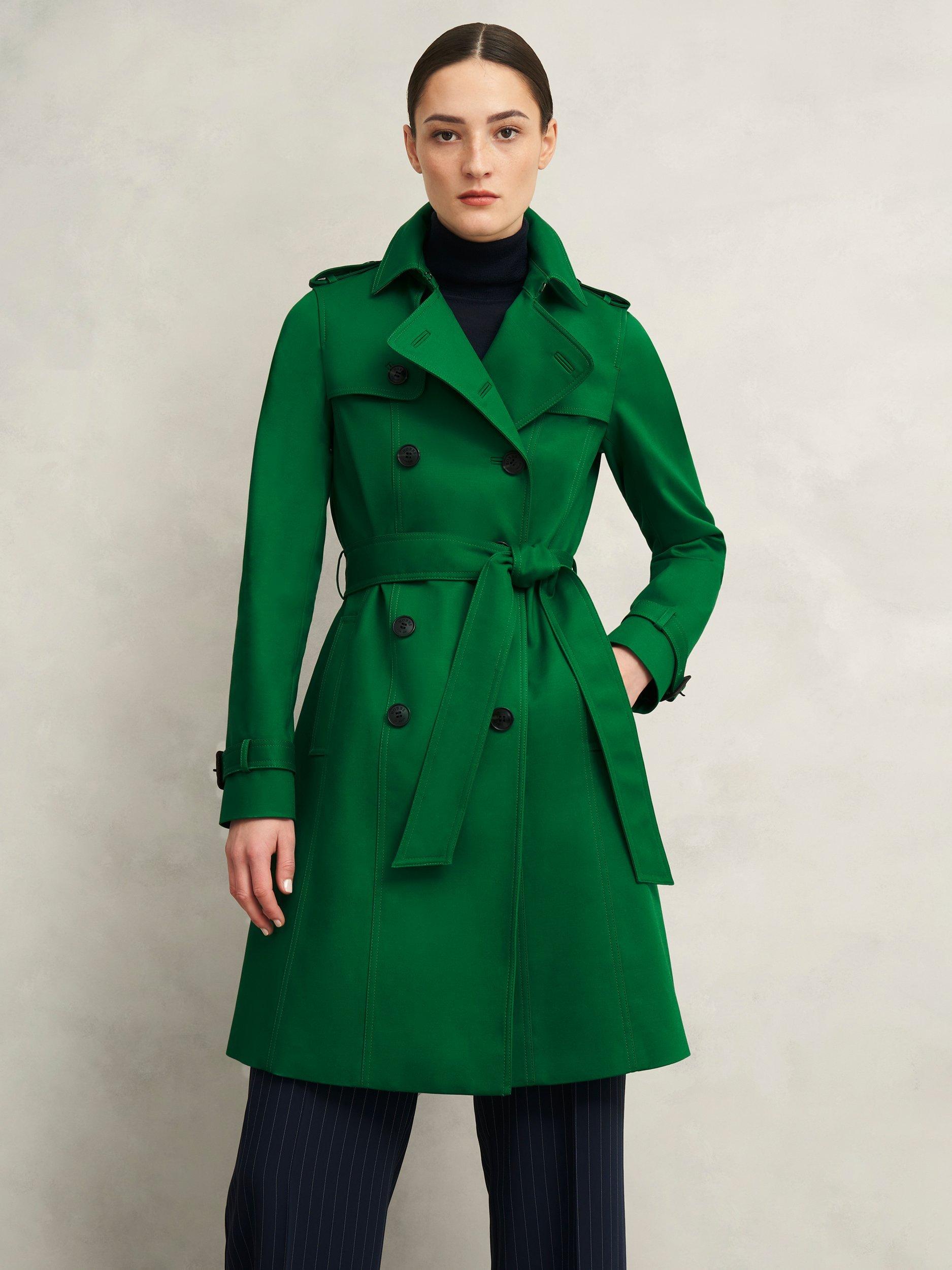 Product image 1 of 1, which shows Hobbs Petite Skylar Trench Coat, Verdant Green, 8