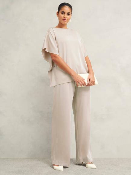 Hobbs Delora Satin Twill Trousers, Oyster