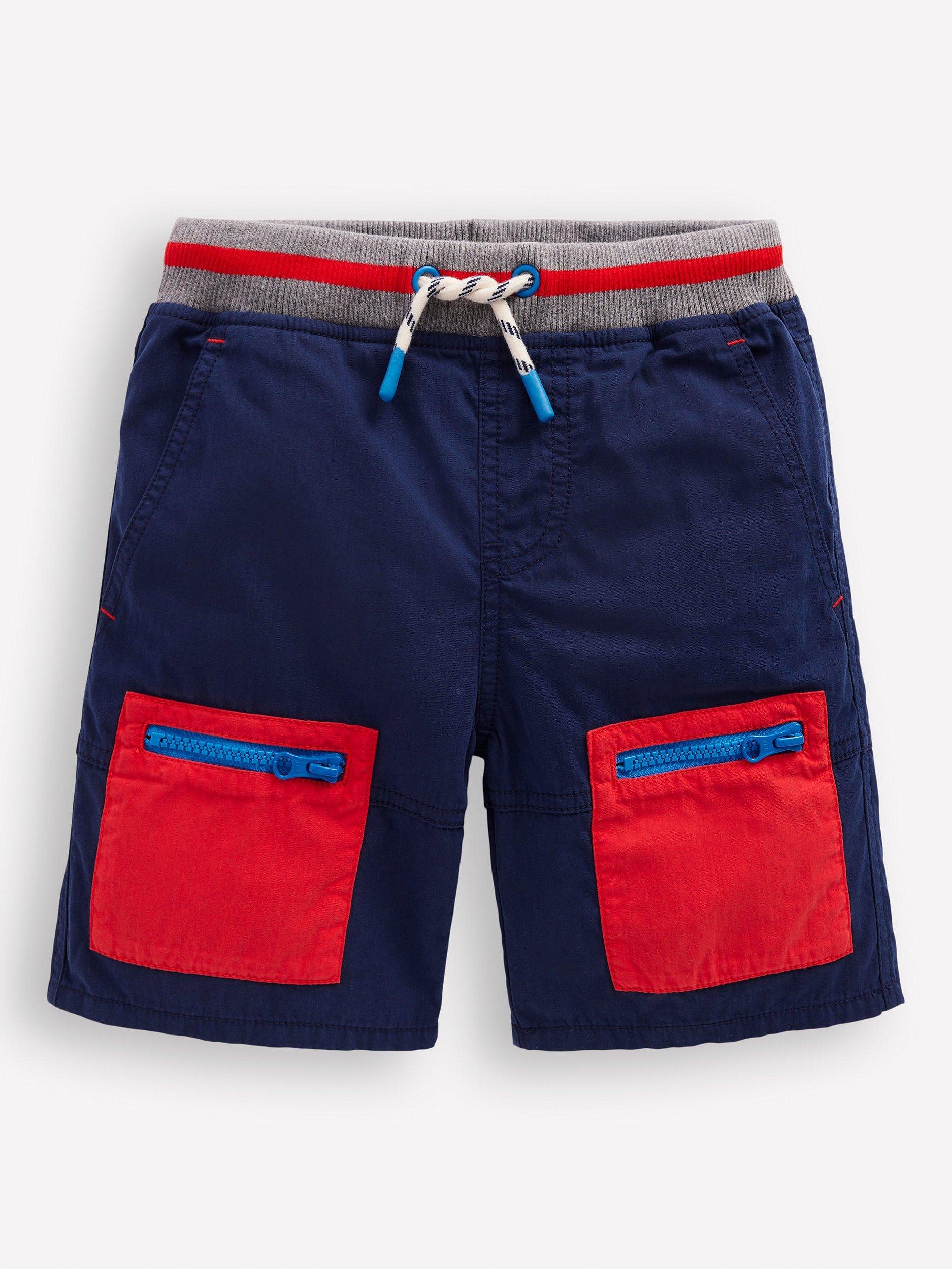 Mini Boden Kids' Cotton Blend Adventure Shorts, College Navy