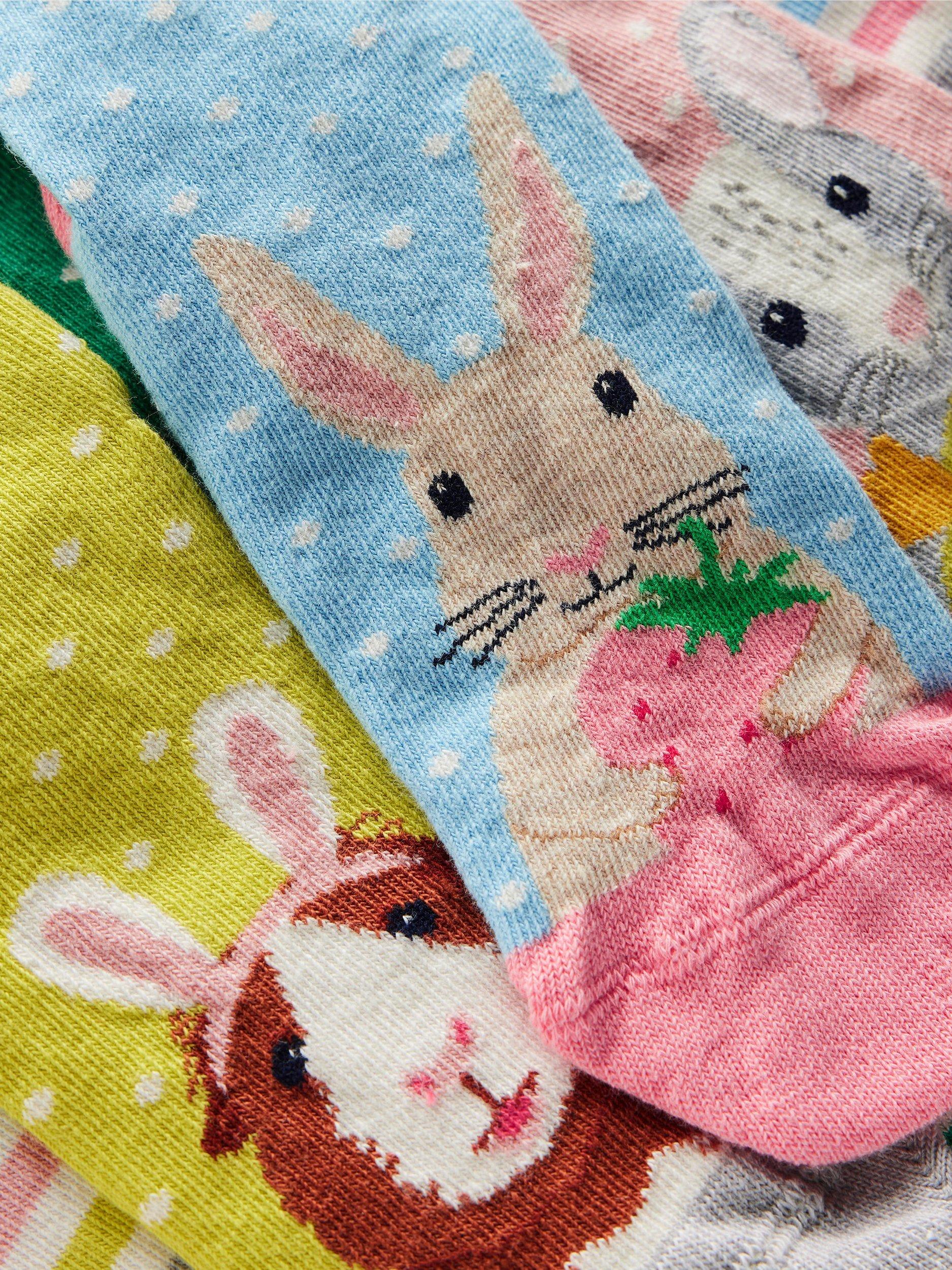 Product image 2 of 2, which shows Mini Boden Kids' Cotton Blend Easter Socks, Pack of 7, Multi, 9-12