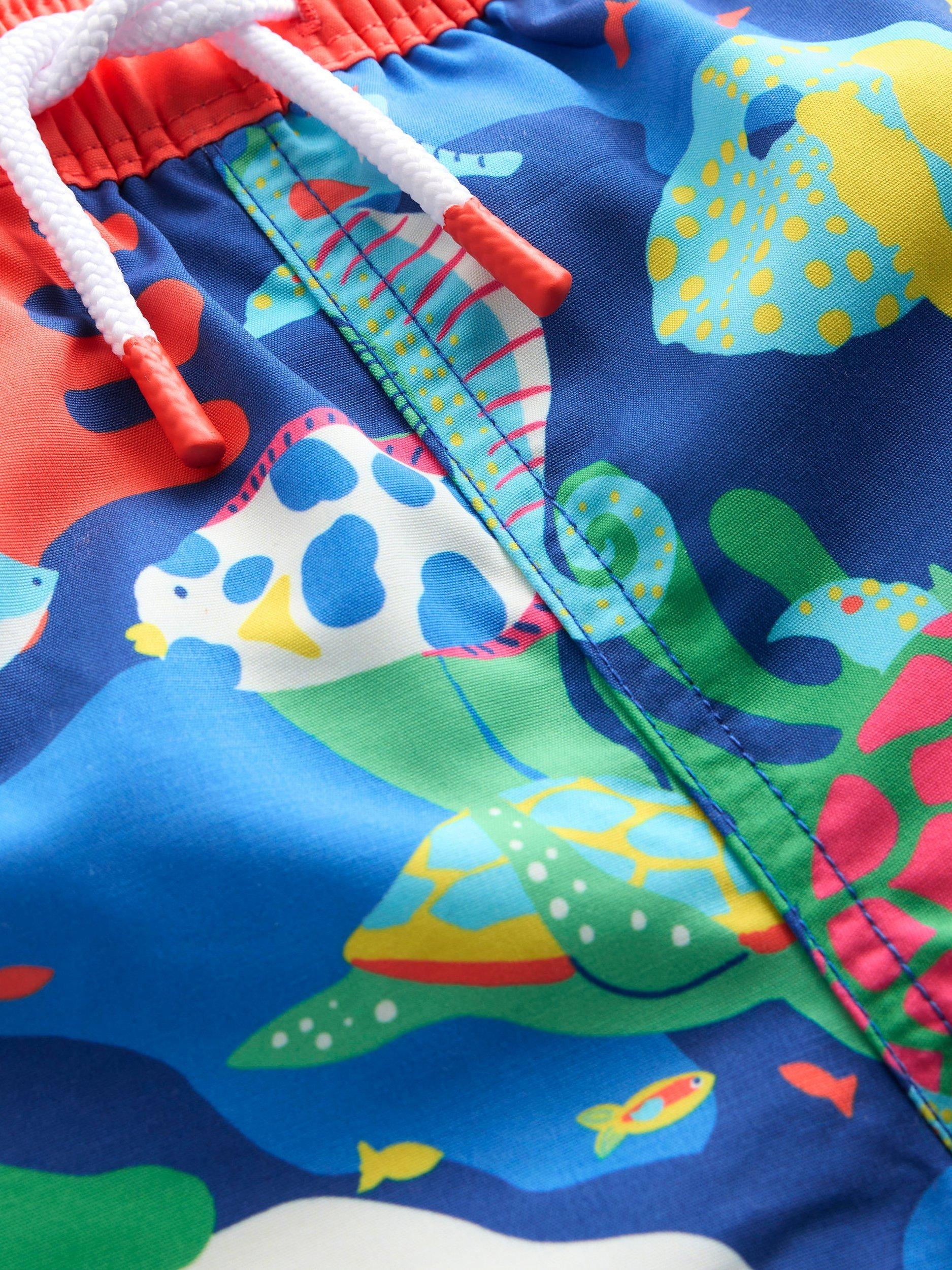 Product image 3 of 3, which shows Mini Boden Kids' Printed Swim Shorts, Multi, 2-3 years