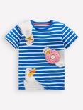 Mini Boden Kids' Cotton Appliqué T-Shirt, Blue/Multi