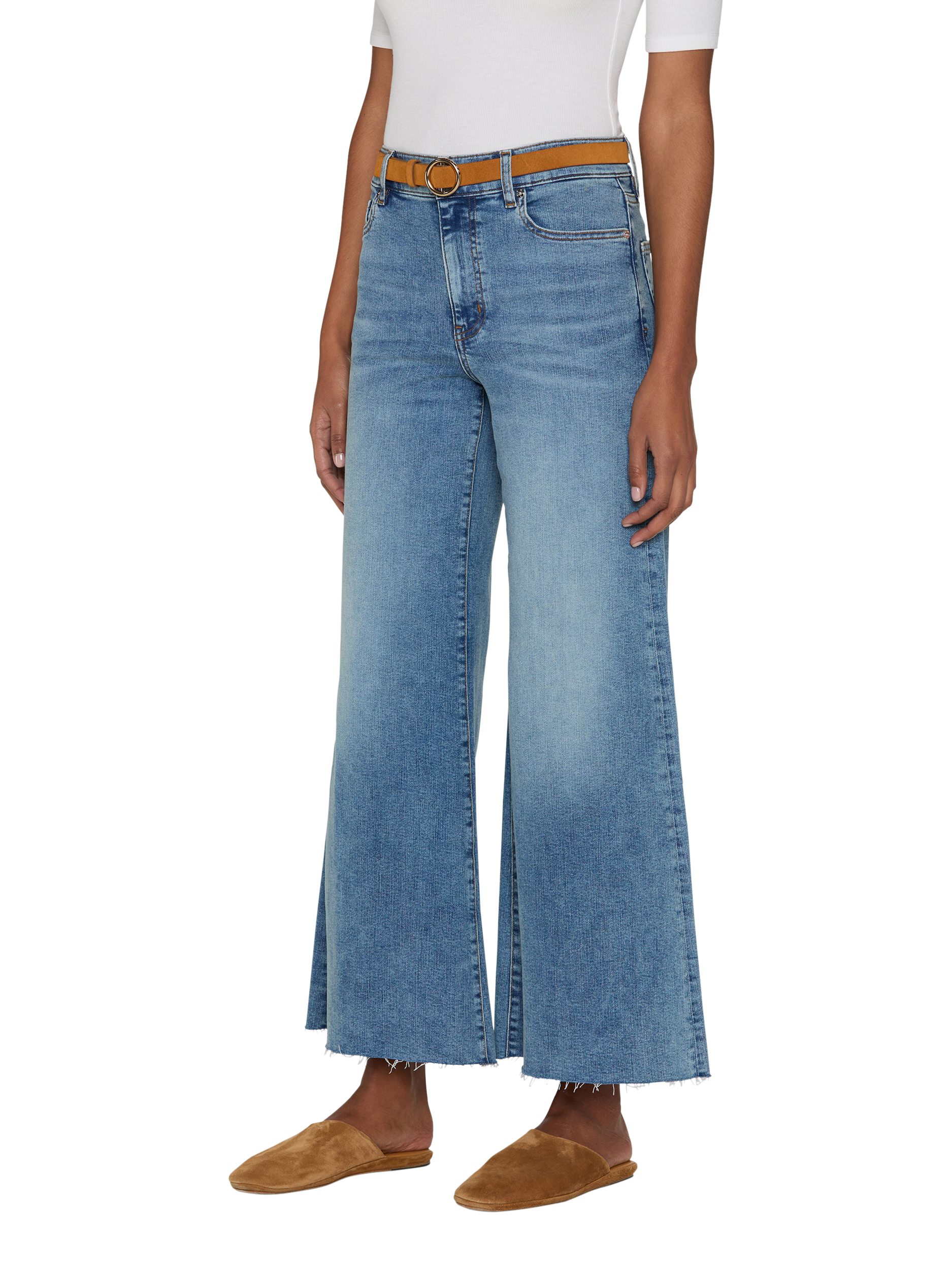 Product image 2 of 7, which shows FRAME Le Palazzo Cropped Jeans, Blue, 25