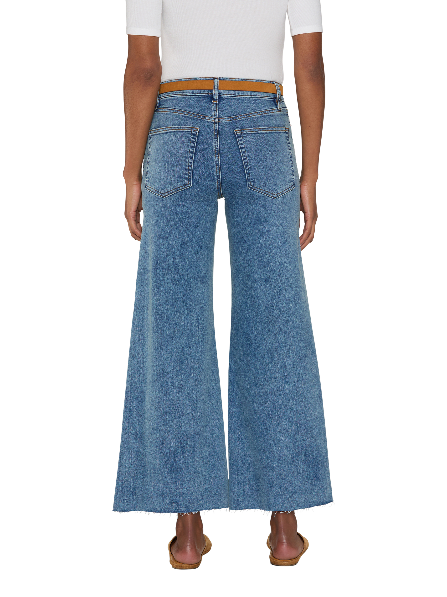 Product image 4 of 7, which shows FRAME Le Palazzo Cropped Jeans, Blue, 25