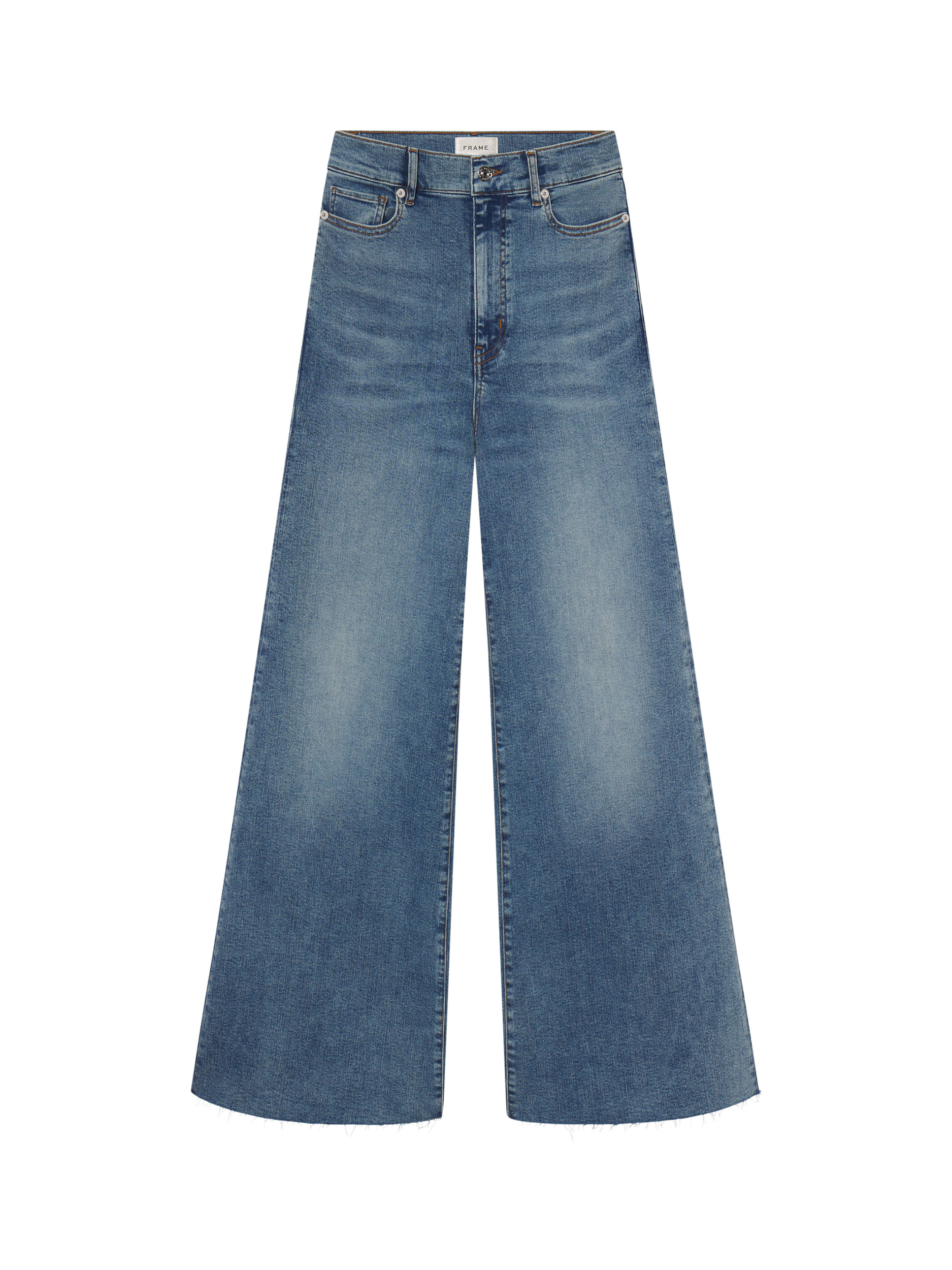 Product image 5 of 7, which shows FRAME Le Palazzo Cropped Jeans, Blue, 25
