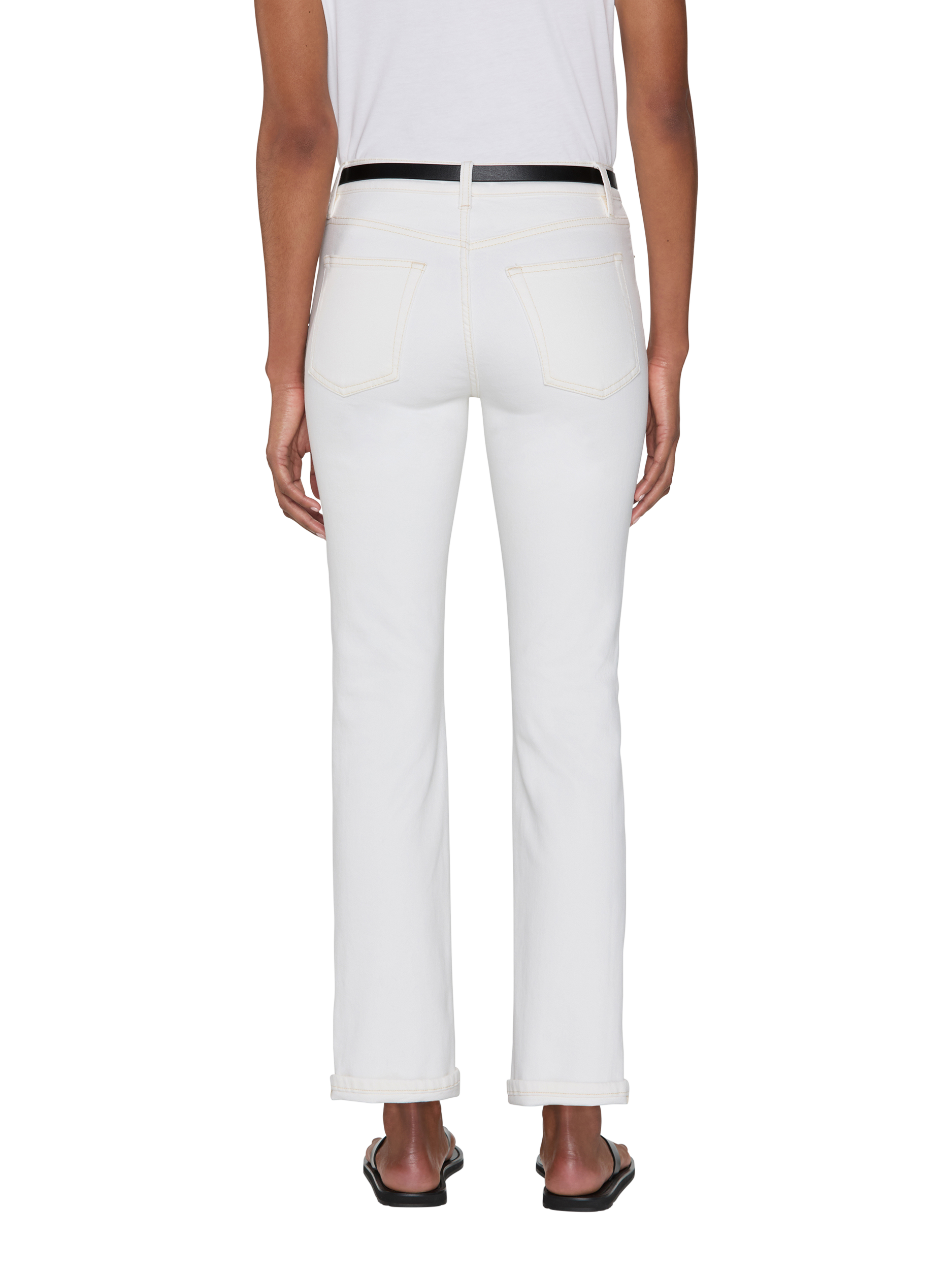 Product image 3 of 4, which shows FRAME The Borrowed Boyfriend Mid Rise Jeans, White, 24