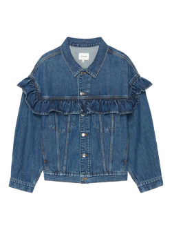 FRAME The Ruffle Denim Jacket, Blue, Blue