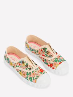 Mini Boden Kids' Laceless Canvas Plimsolls - view 2, Multi/Floral