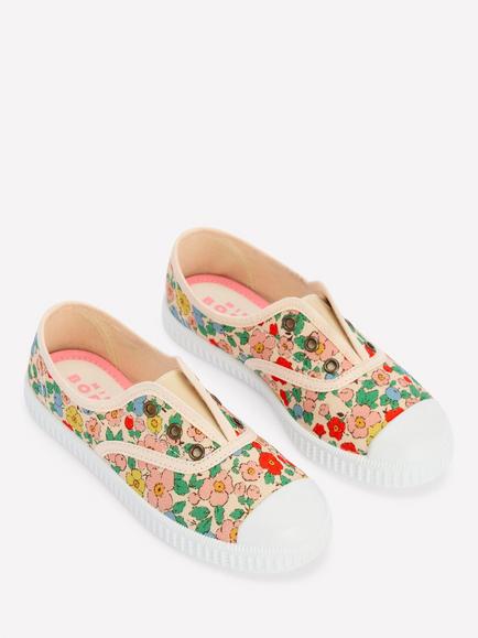 Mini Boden Kids' Laceless Canvas Plimsolls - view 2, Multi/Floral