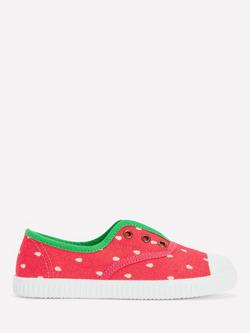 Mini Boden Kids' Laceless Canvas Plimsolls, Strawberry