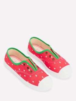 Mini Boden Kids' Laceless Canvas Plimsolls - view 2, Strawberry