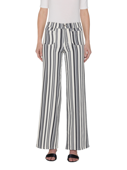 FRAME Le Slim Stripe Palazzo Jeans, White/Navy, White/Navy