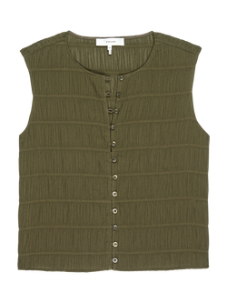 FRAME The Smocked Tank Top, Khaki, Khaki