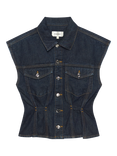 FRAME The Nipped Denim Vest Top, Dark Blue
