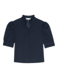 FRAME The Ruffle Collar Top, Navy