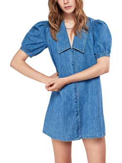 FRAME The Sailor Denim Mini Dress, Blue, Blue