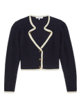 FRAME Corded Cardigan, Navy/White