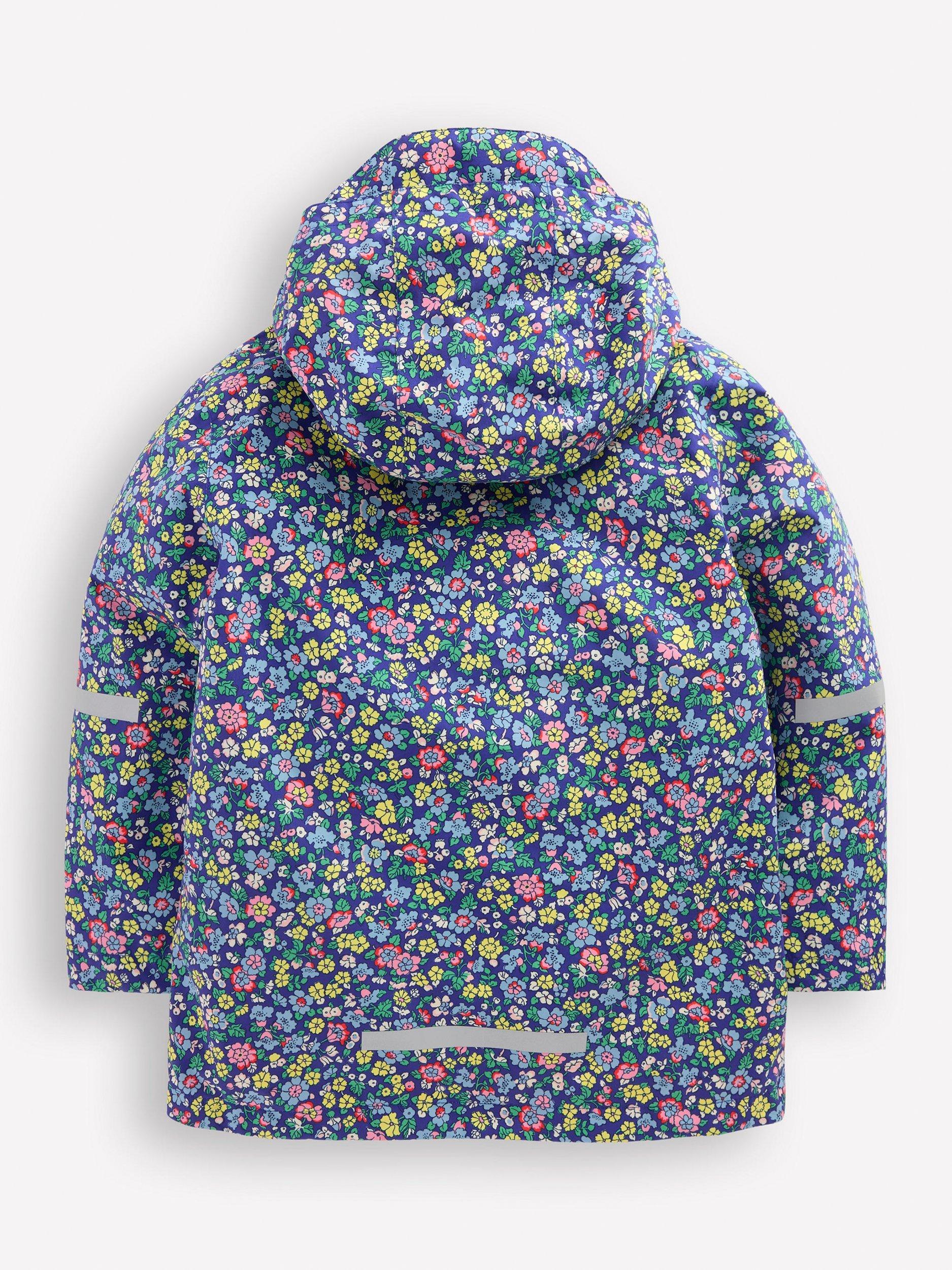 Product image 2 of 5, which shows Mini Boden Kids' Waterproof Fisherman's Jacket, Blue Nautical Floral, 2-3 years