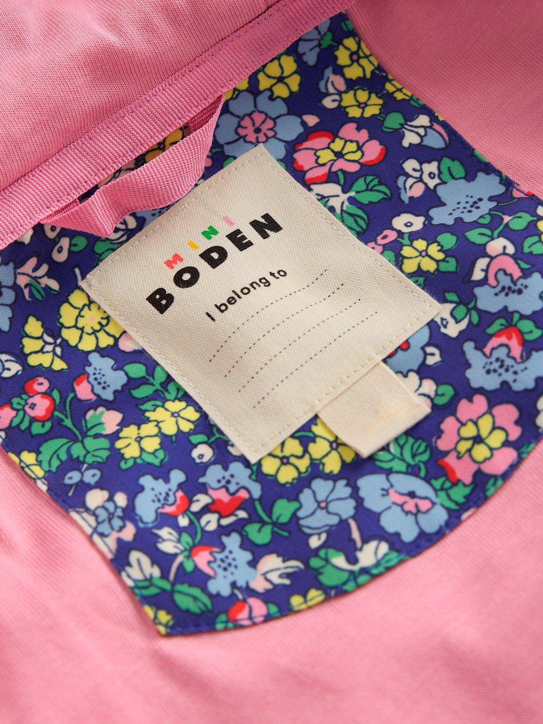 Product image 4 of 5, which shows Mini Boden Kids' Waterproof Fisherman's Jacket, Blue Nautical Floral, 2-3 years