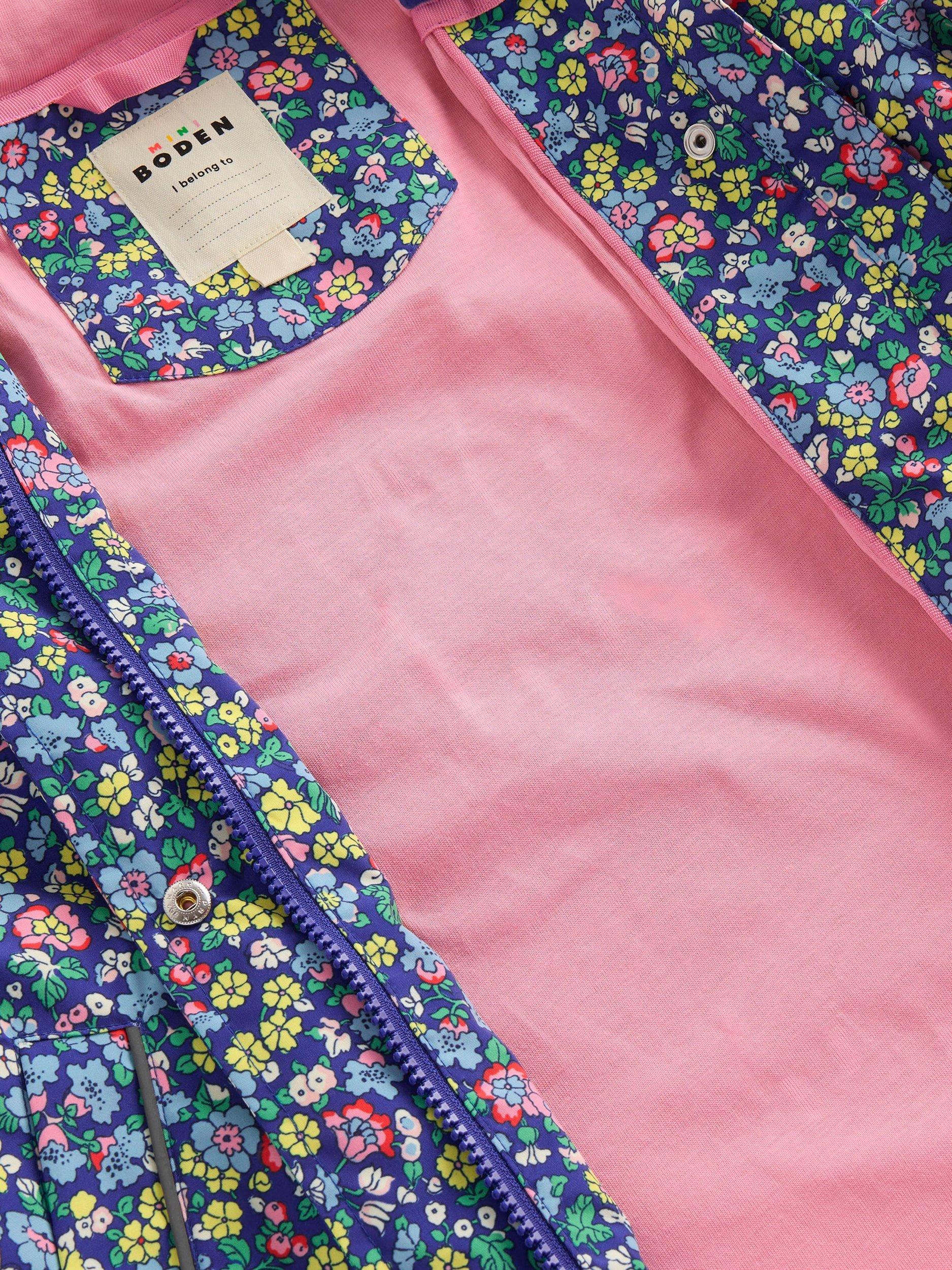 Product image 5 of 5, which shows Mini Boden Kids' Waterproof Fisherman's Jacket, Blue Nautical Floral, 2-3 years