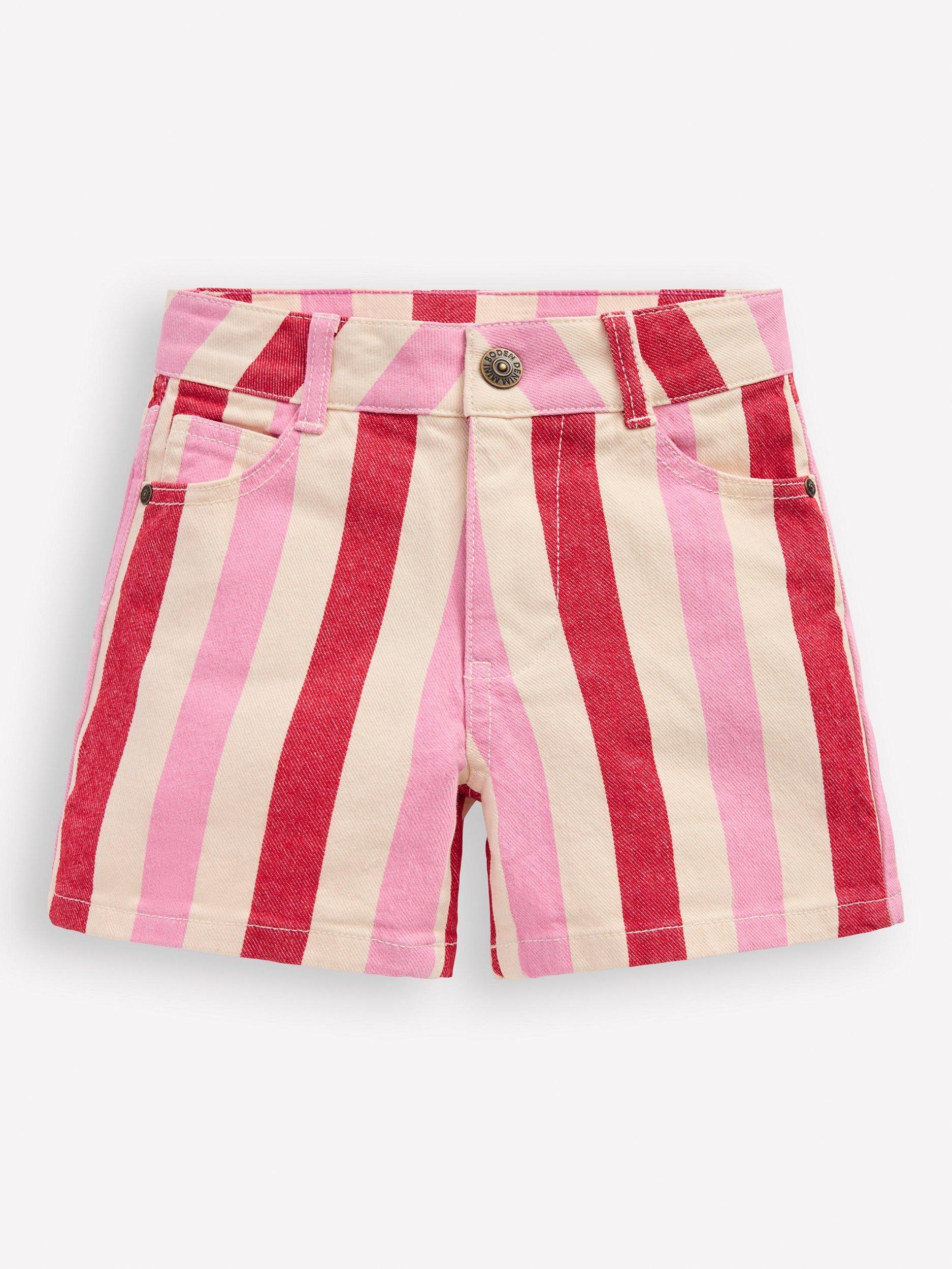 Mini Boden Kids' Denim Shorts, Pink/Red