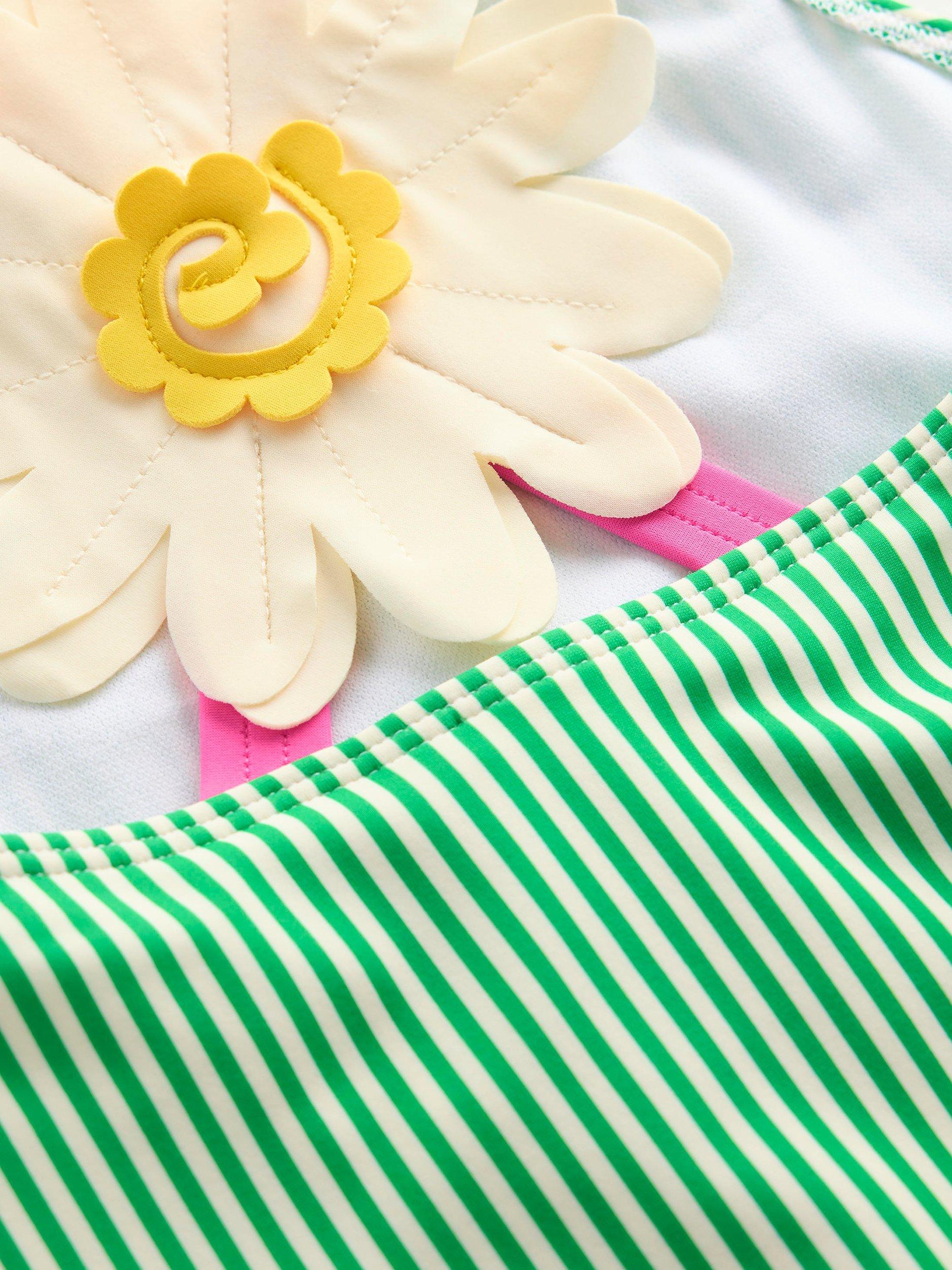 Product image 3 of 3, which shows Mini Boden Kids' Brodie Appliqué Back Swimsuit, Green/Multi, 2-3 years