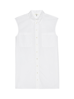 FRAME The Sleeveless Shirt Dress, White, White