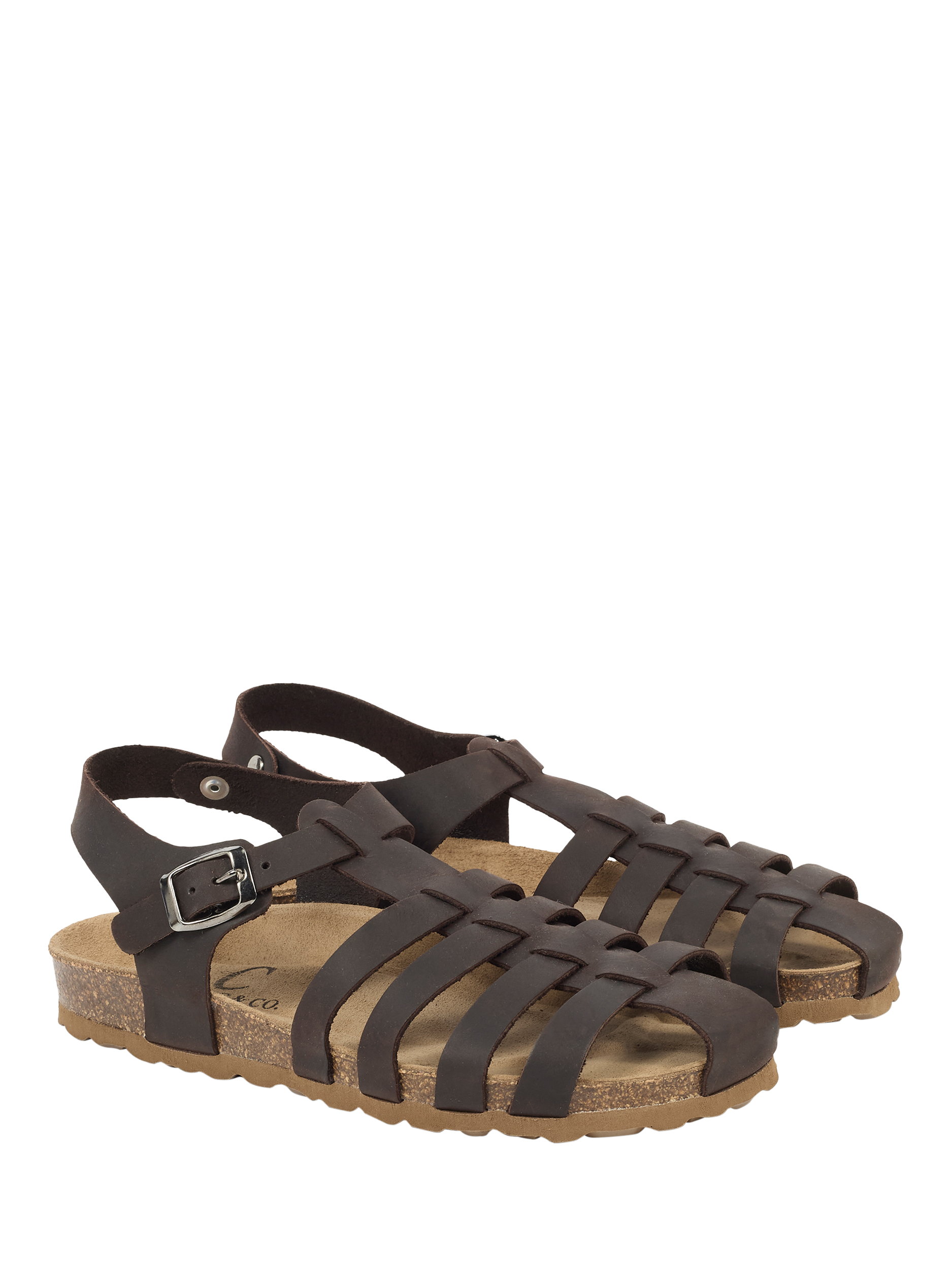Product image 2 of 5, which shows Celtic & Co. Leather Fisherman Sandals, Ebony, EU36