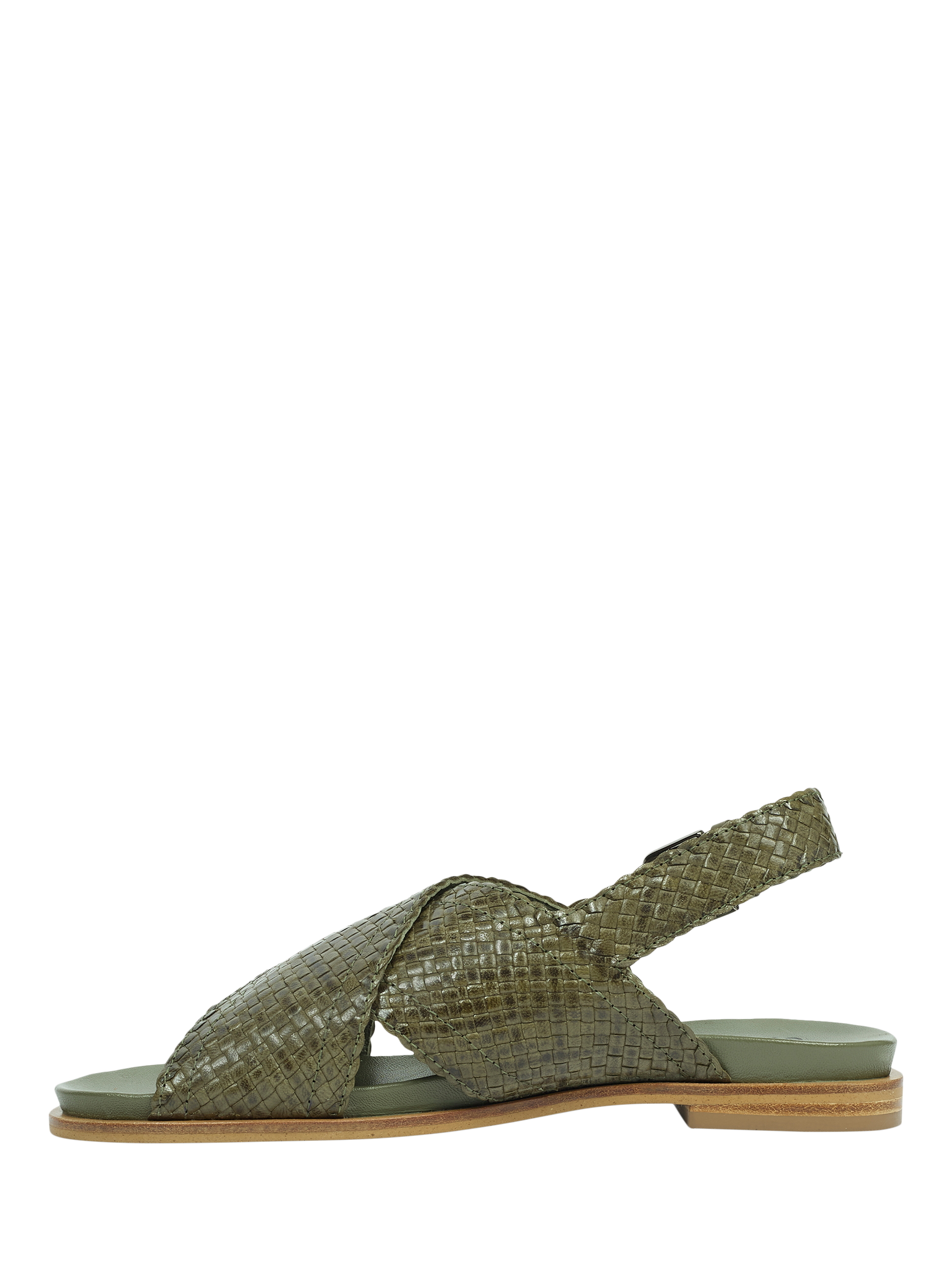 Product image 3 of 6, which shows Celtic & Co. Woven Leather Cross Strap Sandals, Olive, EU36