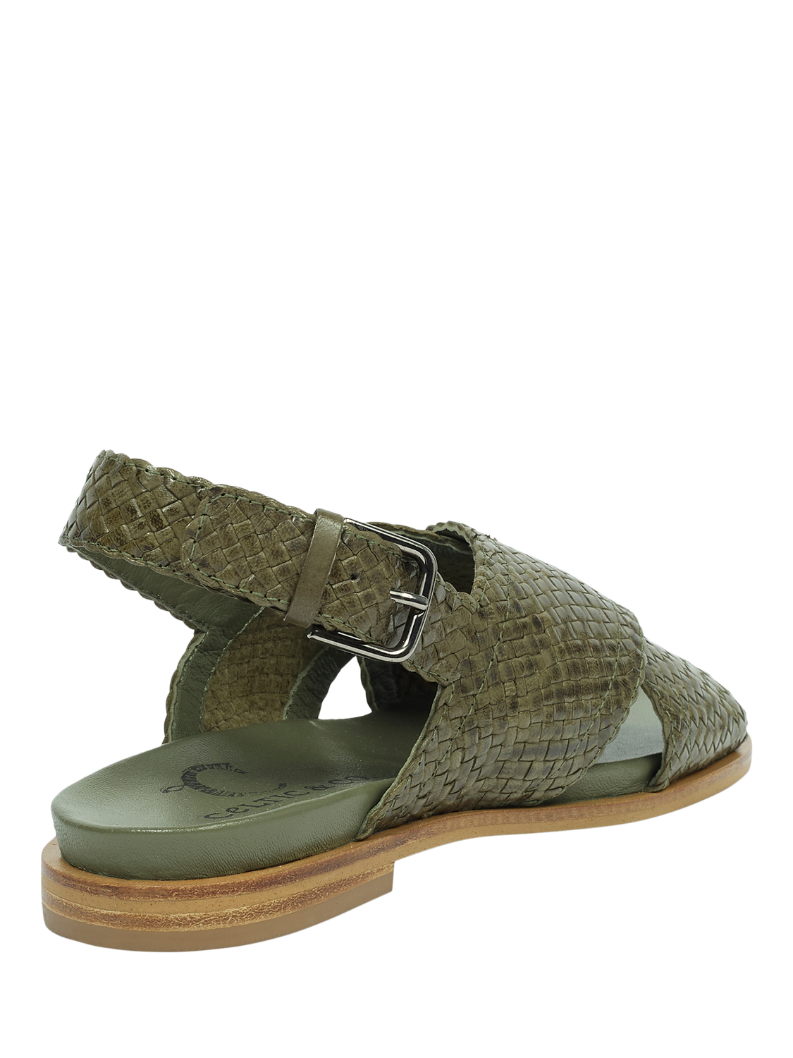 Product image 4 of 6, which shows Celtic & Co. Woven Leather Cross Strap Sandals, Olive, EU36