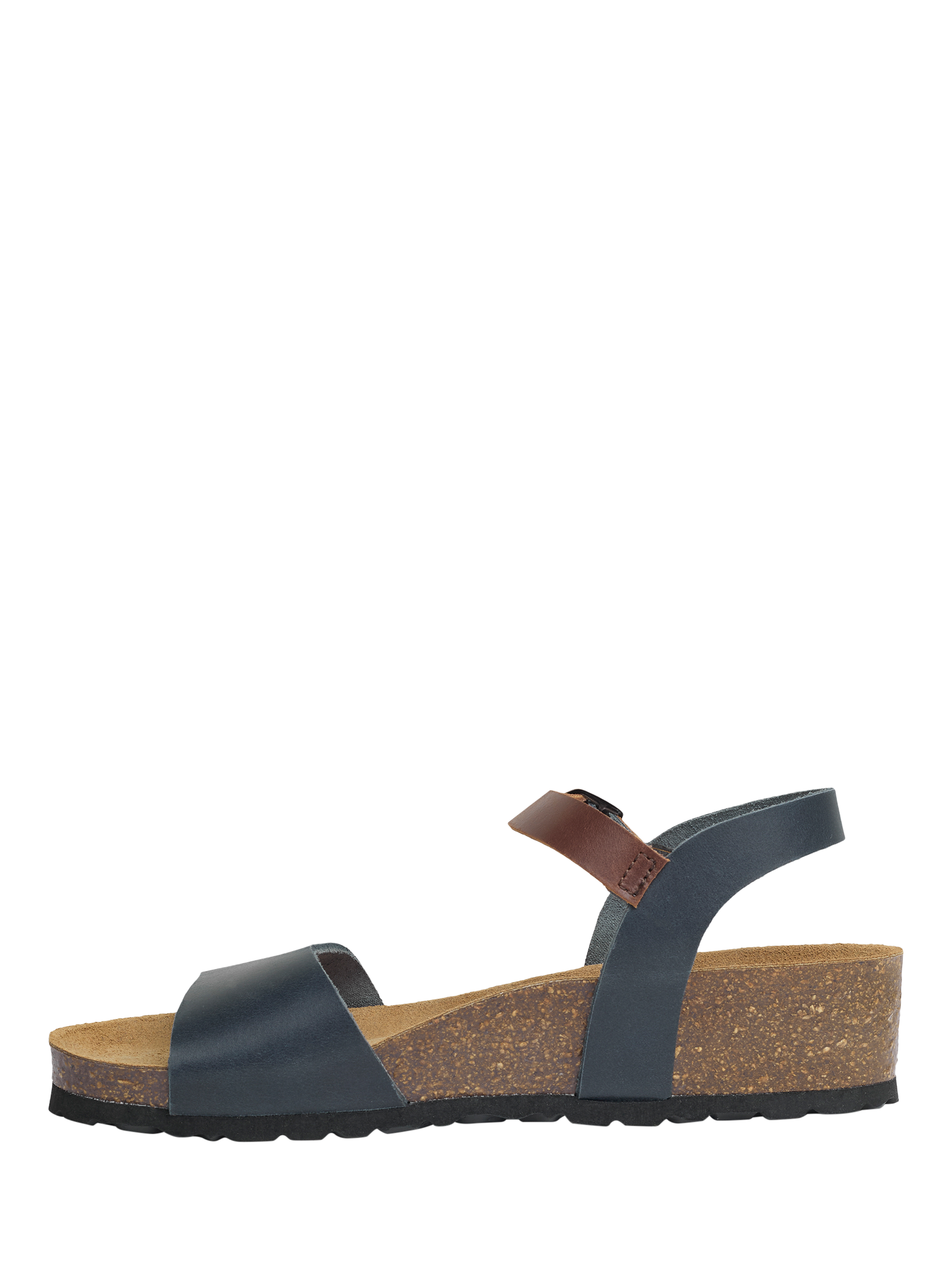 Product image 2 of 6, which shows Celtic & Co. Leather Low Wedge Double Buckle Sandals, Navy/Rust, EU36