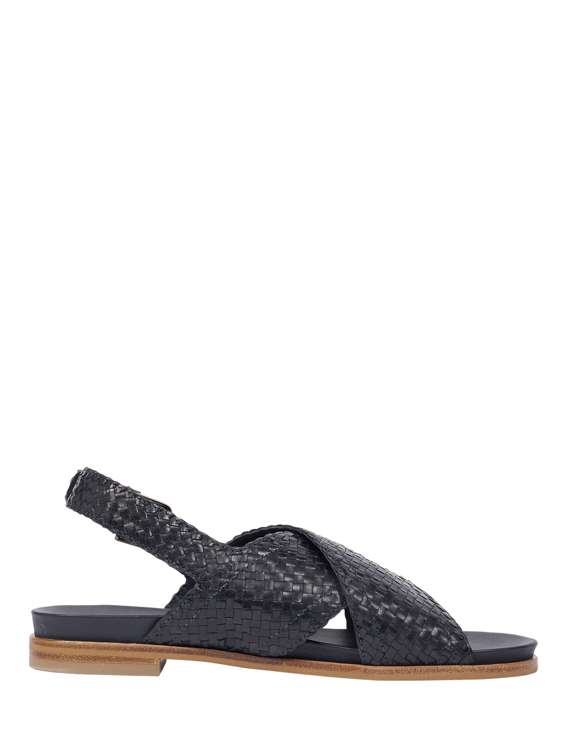 Product image 1 of 5, which shows Celtic & Co. Woven Leather Cross Strap Sandals, Dark Navy, EU36