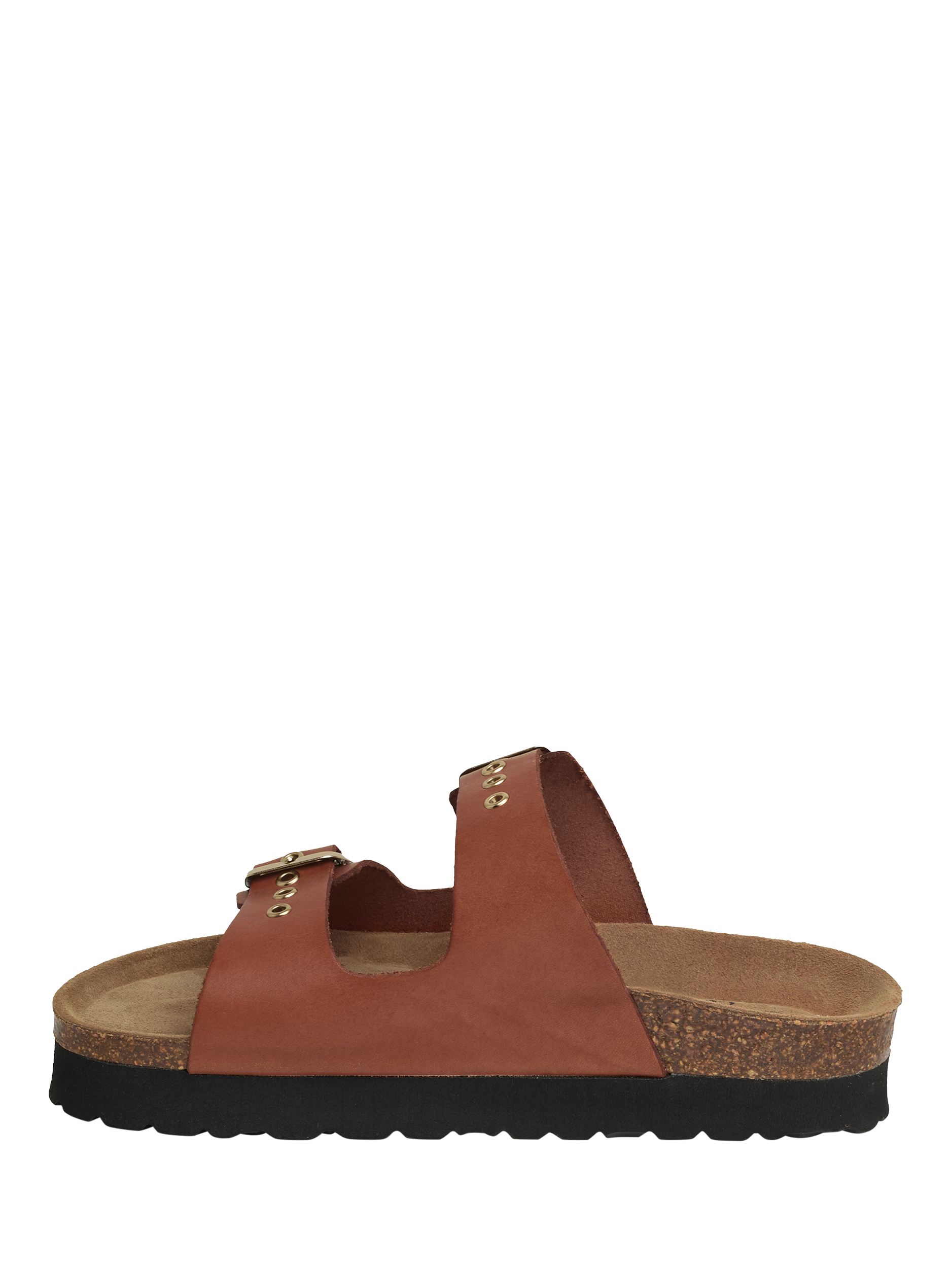 Product image 3 of 5, which shows Celtic & Co. Leather Platform Double Buckle Sandals, Antique Brown, EU36