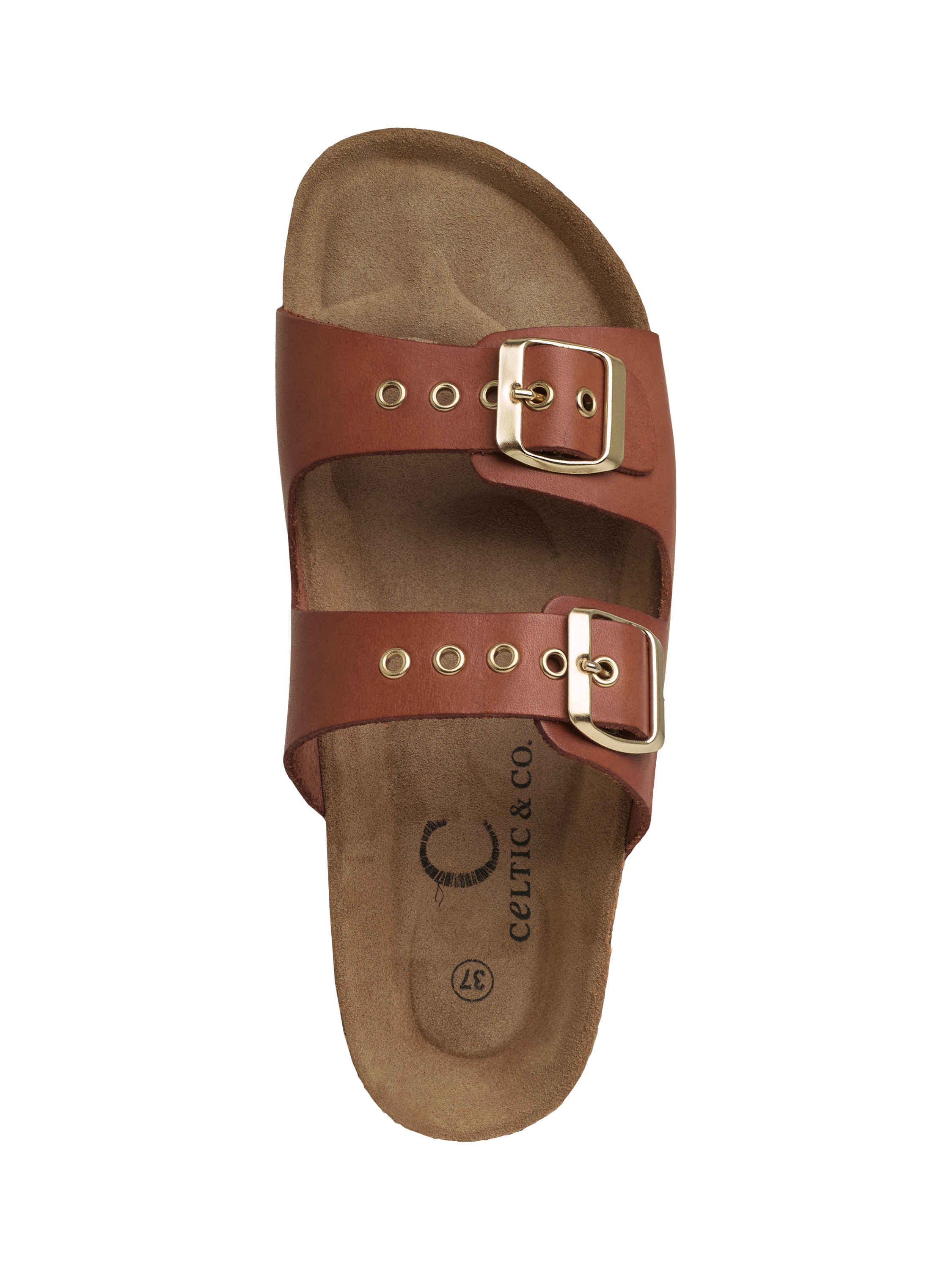 Product image 4 of 5, which shows Celtic & Co. Leather Platform Double Buckle Sandals, Antique Brown, EU36