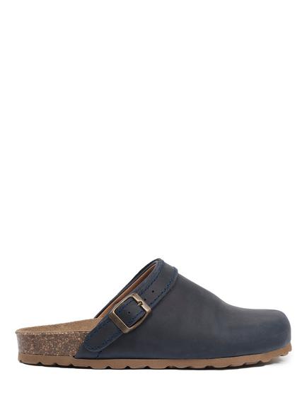 Celtic & Co. Strap Detail Leather Clogs, Navy