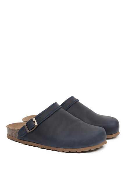 Celtic & Co. Strap Detail Leather Clogs - view 2, Navy