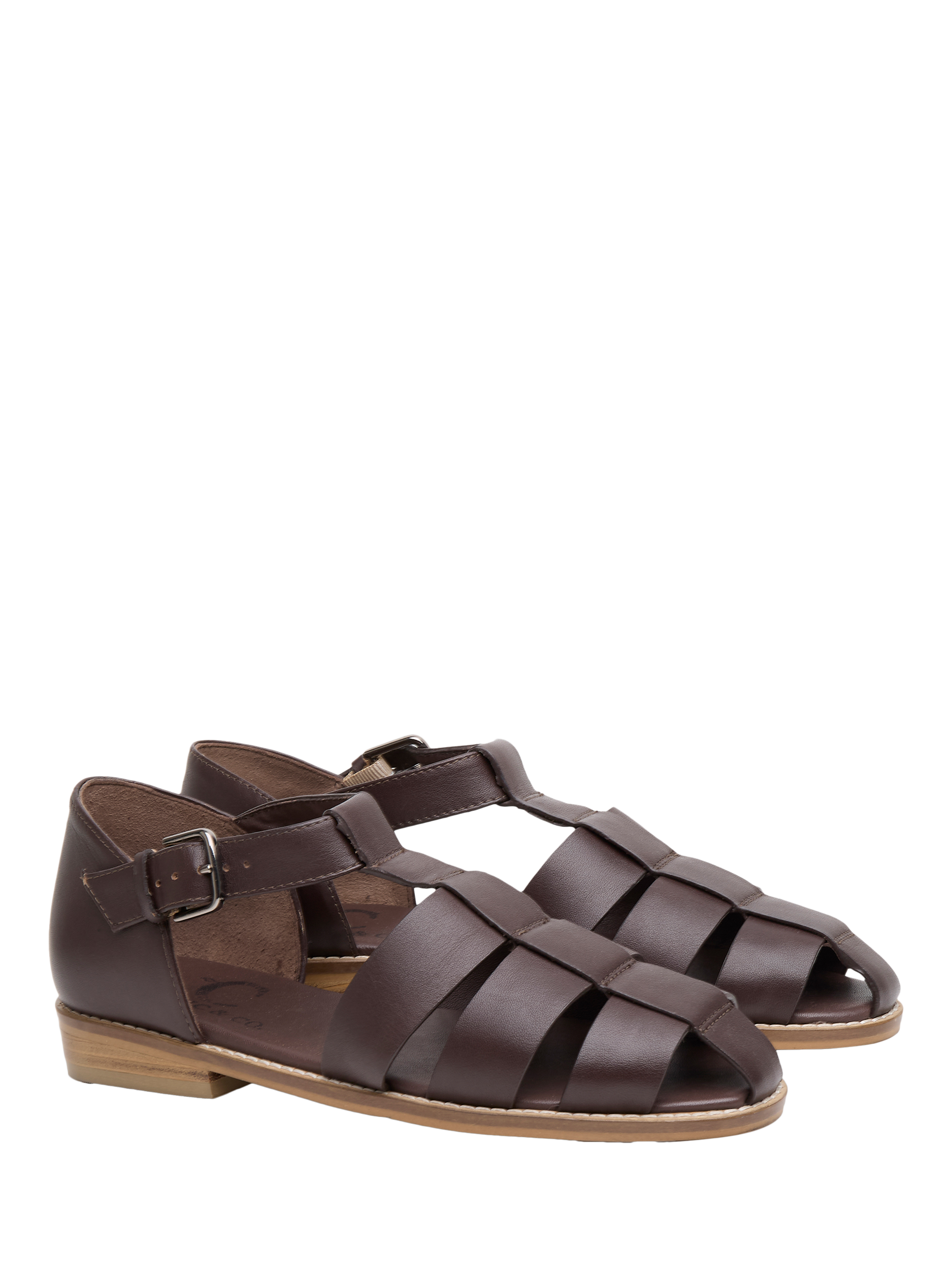 Product image 2 of 6, which shows Celtic & Co. Minimal Fisherman Leather Sandals, Chocolate, EU36