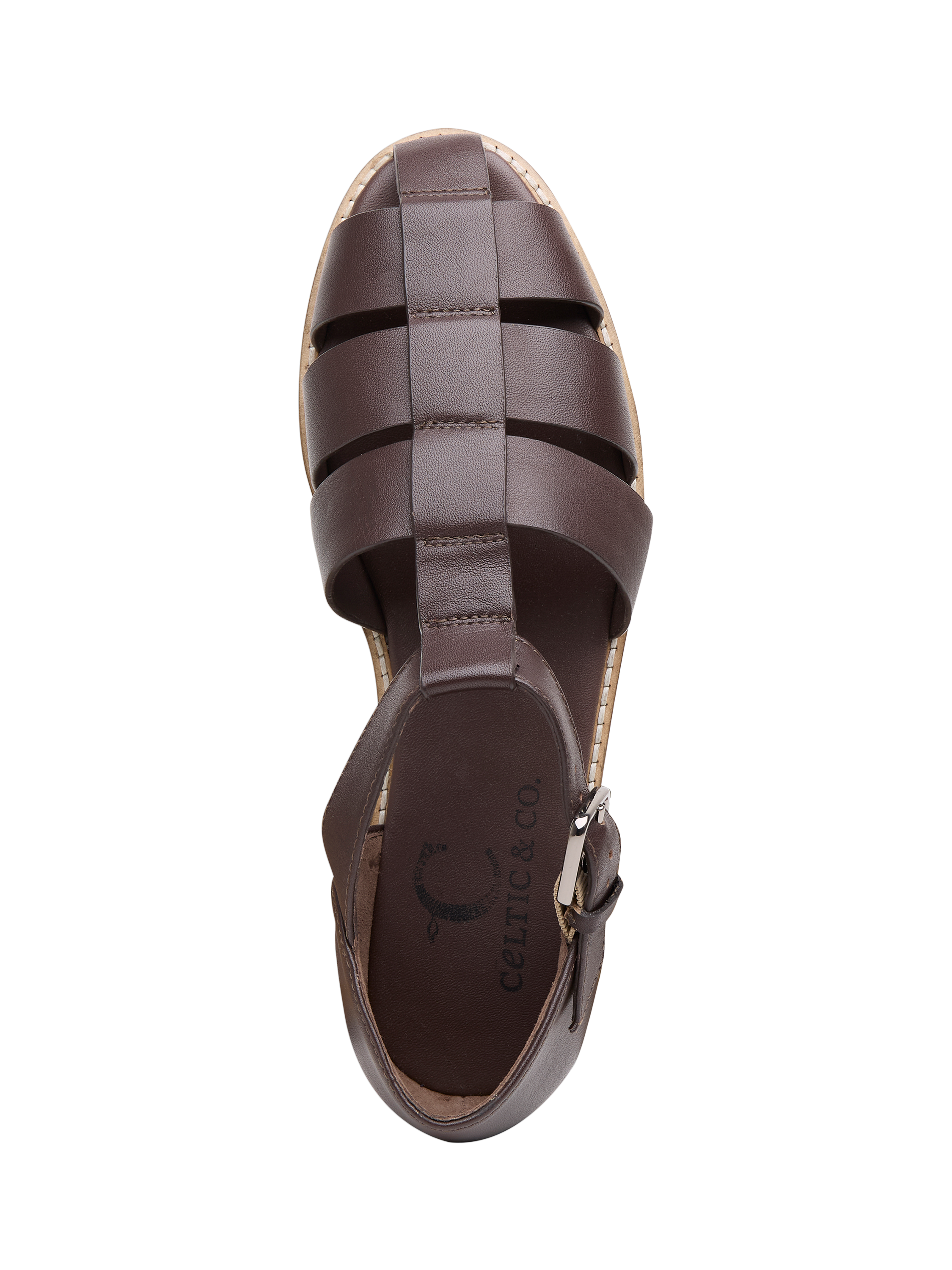 Product image 5 of 6, which shows Celtic & Co. Minimal Fisherman Leather Sandals, Chocolate, EU36
