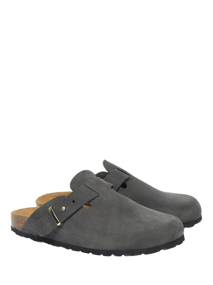 Celtic & Co. Leather Stud Strap Clogs - view 2, Charcoal