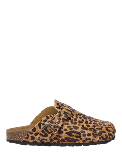 Celtic & Co. Leopard Leather Stud Strap Clogs, Multi, Multi