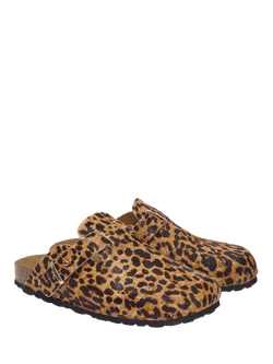 Celtic & Co. Leopard Leather Stud Strap Clogs, Multi - view 2, Multi