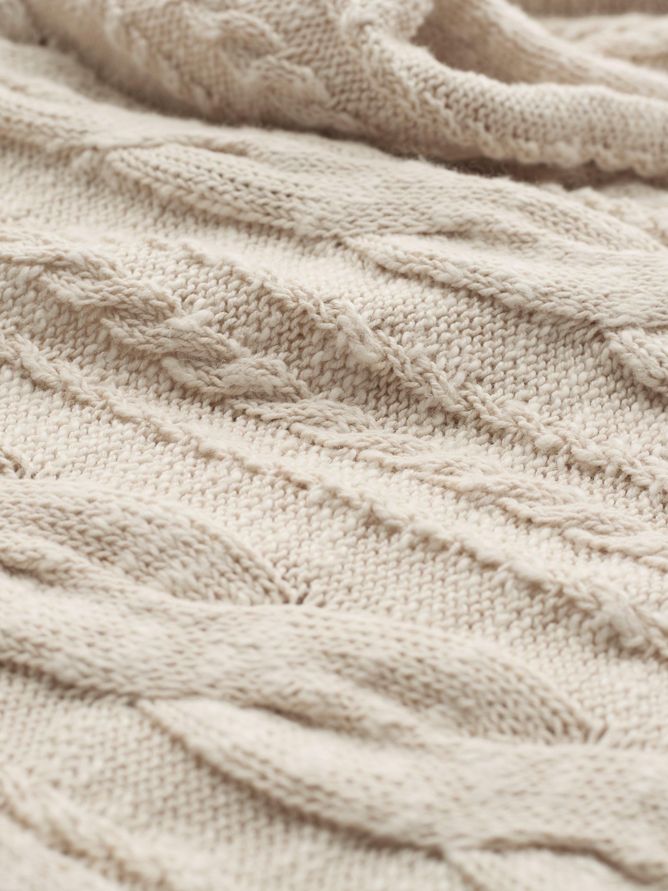 Product image 5 of 7, which shows Celtic & Co. Cable Knit Crew Neck Cardigan, Oatmeal, XS