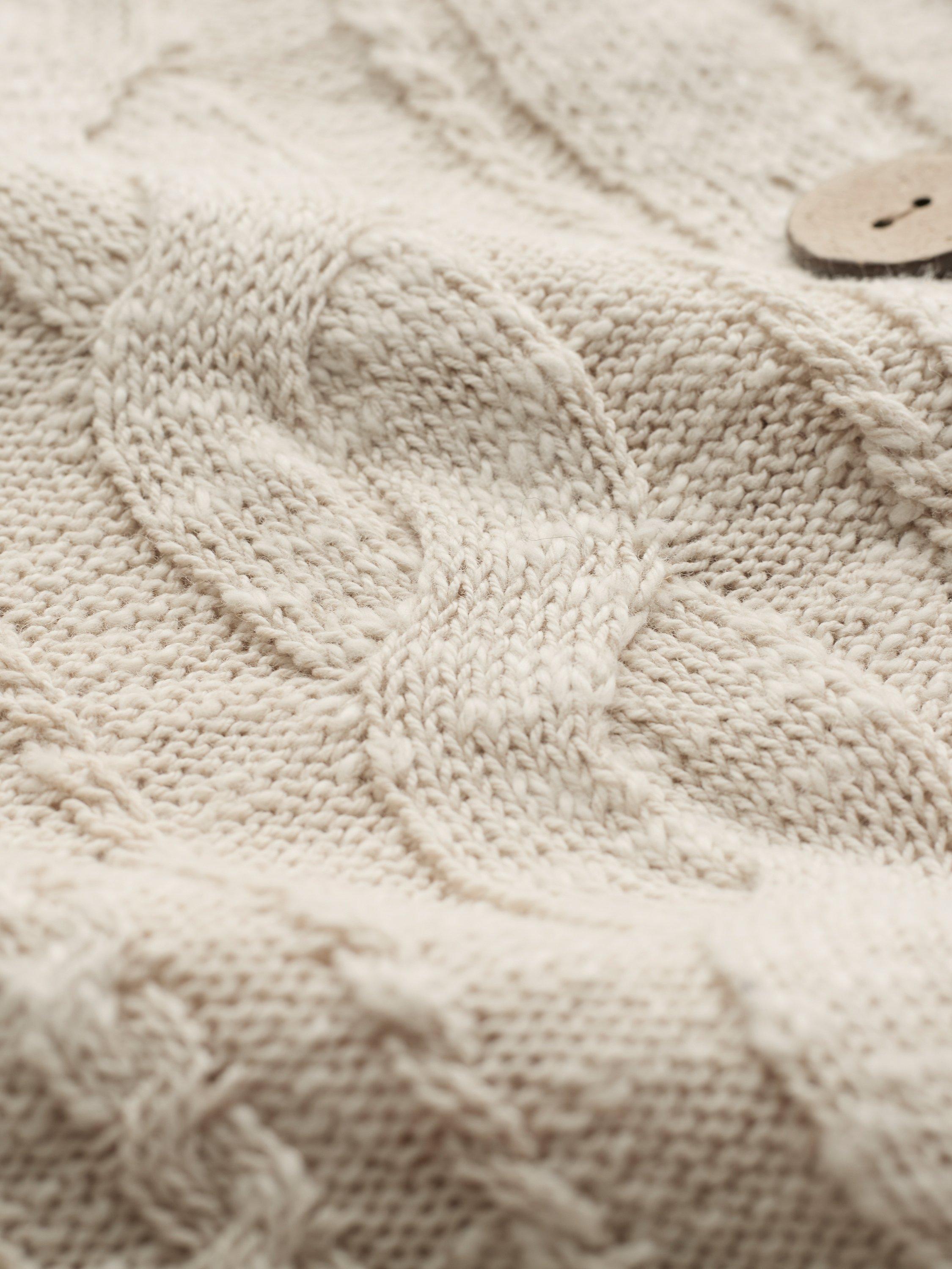 Product image 6 of 7, which shows Celtic & Co. Cable Knit Crew Neck Cardigan, Oatmeal, XS