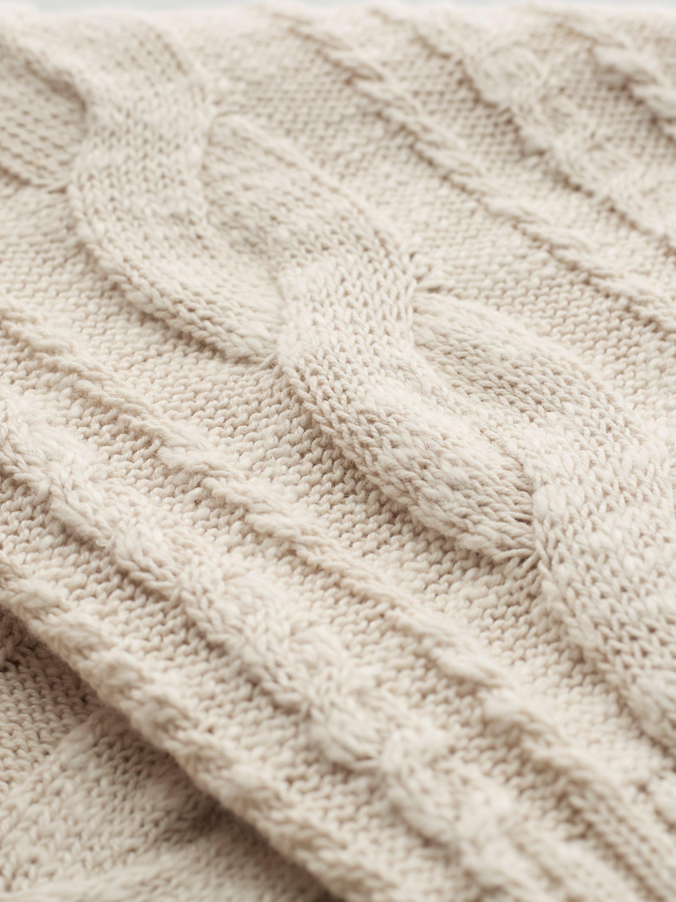 Product image 7 of 7, which shows Celtic & Co. Cable Knit Crew Neck Cardigan, Oatmeal, XS
