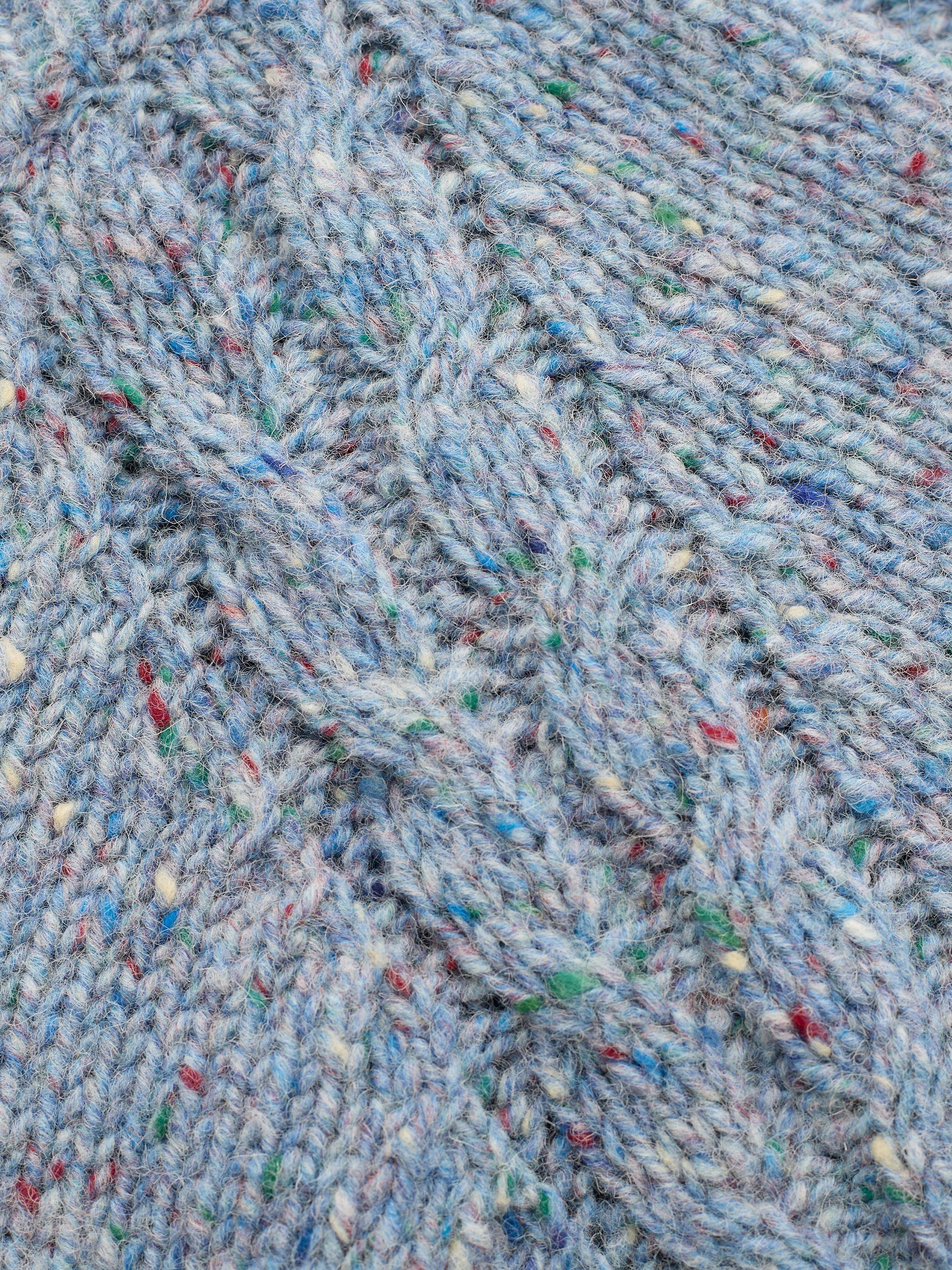 Product image 6 of 7, which shows Celtic & Co. Funnel Neck Pure Wool Cardigan, Vintage Blue, XS