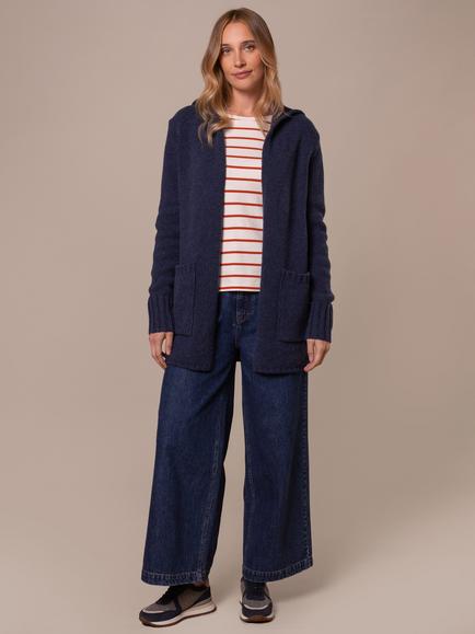 Celtic & Co. Fleck Hooded Pure Wool Coatigan, Navy, Navy