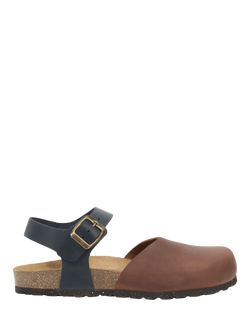 Celtic & Co. Leather Closed Toe Strappy Sandals, Cognac/Navy