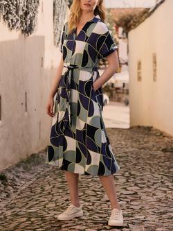 Celtic & Co. Geometric Midi Shirt Dress, Multi, Multi